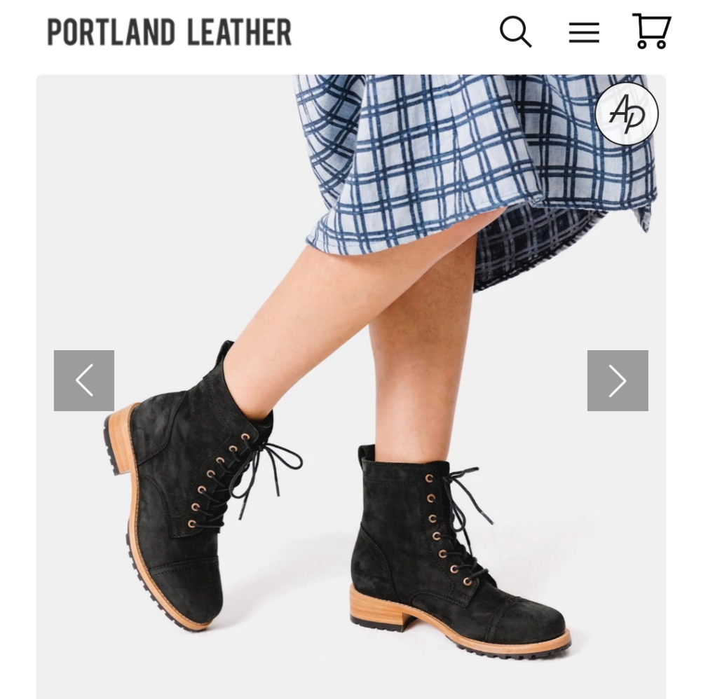 Portland leather black lace up boots
